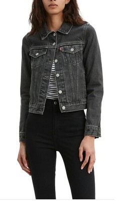 Sz XS Levi's Women's Trucker Grey Black 