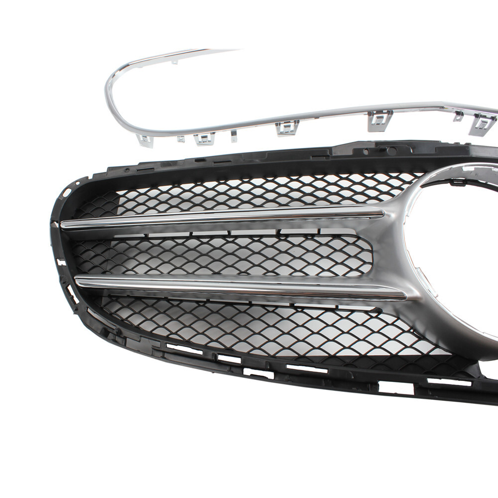 Front Grille For Mercedes W212 E-Class Sedan (E350, E550) – Black With Chrome Mesh, 3 Month Warranty
