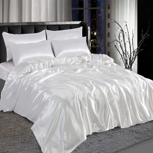 6 PCS SATIN SILK BEDDING SET DUVET COVER FITTED SHEET & 4 PILLOW CASES-All SIZES - Picture 38 of 43