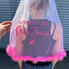 Personalised Pink Bride To Be Veil - Pink Hen Party, Bride Accessory, Bride Gift