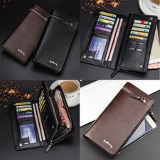 Men Long Wallets Clutch Card Holder Purse Leather Wallet Cell Phone Bag Handbag