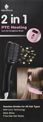 2 in 1 ptc heating ionic hair straightener brush