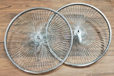 Lowrider Bike Chrome 26" 144 Spoke Wheel Set. Front and Back Coaster Wheel