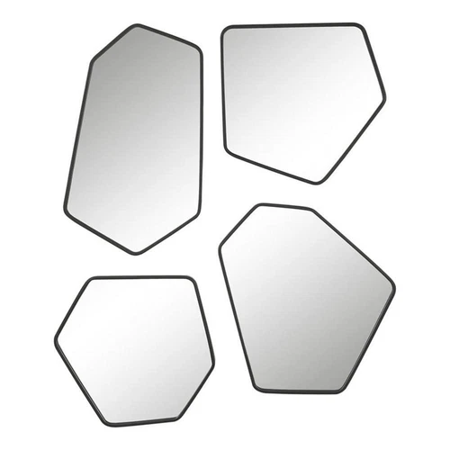 Uttermost Linneah Contemporary Iron MDF and Glass Mirror in Black (Set of 4) - Picture 1 of 9