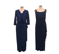 NWT Alex Evenings Gown Jacket Formal Maxi Dress Size 6P Lace Ruched Accent
