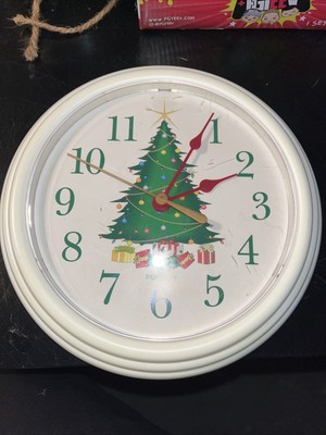 9'' Working Ingraham Plastic Christmas Tree Presents Holiday Clock   1 AA BATTERY