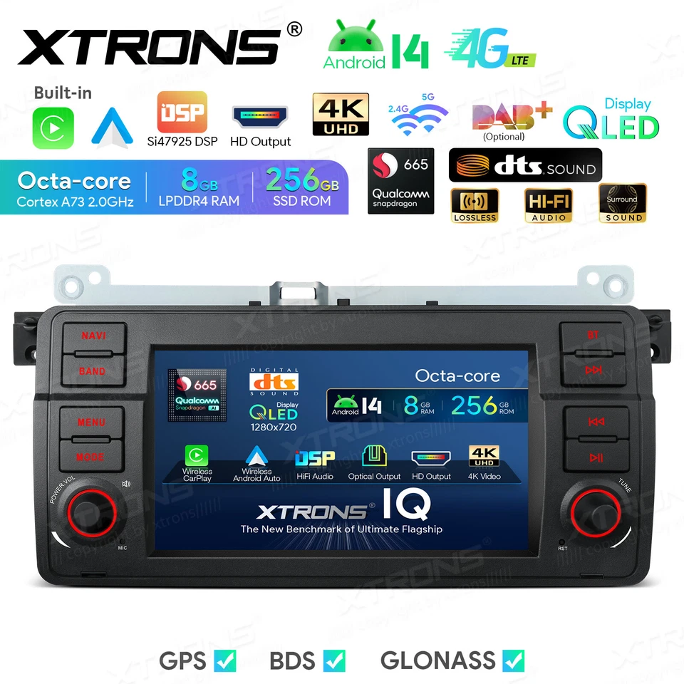 XTRONS Autoradio Android 14 8+256G GPS 7" 4K DTS für BMW E46, Rover 75, MG ZT - Bild 4 von 4