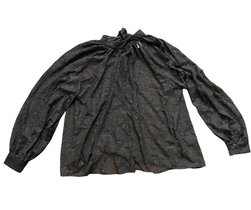 H&M Black Lace Blouse Size XL Mock Neck Long Sleeve - 第 1/2 張圖片