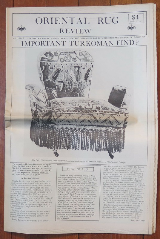 Oriental Rug Review (newspaper format) volume II, number 7, October 1982, new