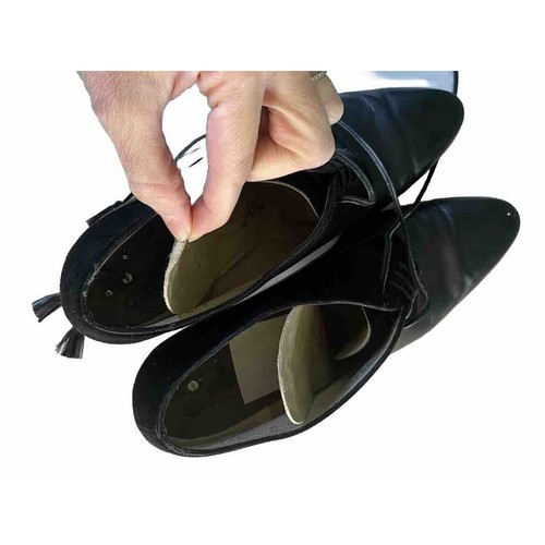 Vintage Salvatore Ferragamo Loafer Heels Black Oxford Pilgrim Witchy Womens 8.5B - Picture 10 of 13