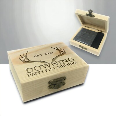 Personalisierte Whisky Steine Holz Geschenkset Gravur Trinkbar Whisky Geschenk