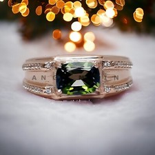 Peridot Gemstone With 14K Solid Yellow Gold Ring For Men's AL941