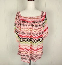 I.N.Studio Sheer Blouse Top Kimono Sleeve Women's Size 2X Pullover Smocked USA