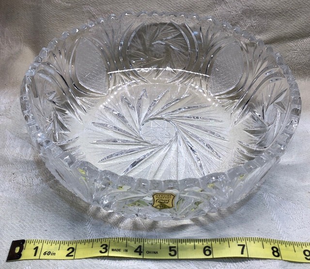 Vintage Genuine Hand Cut made in Poland Crystal Bowl 9" Diameter eBay