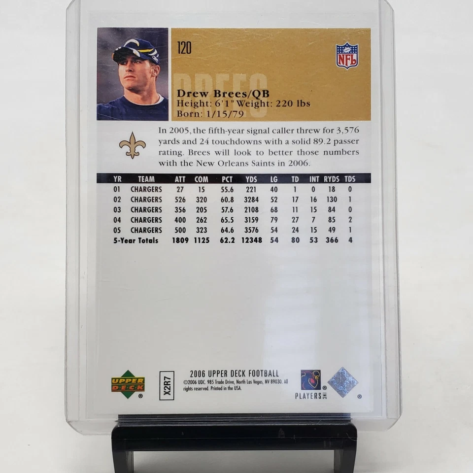 2006 Drew Brees Upper Deck "Signed By Saints" #120 New Orleans Saints - Image 2 of 2