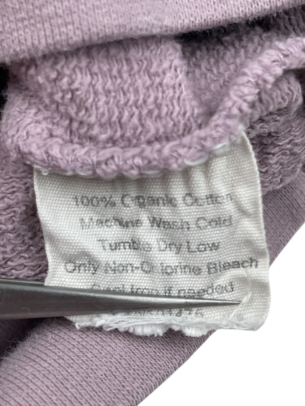 OFF WHITE Felpa con cappuccio avorio Ella lavanda 100% cotone biologico taglia SMALL