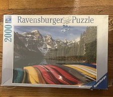 NEW ORIGINAL Sealed Ravensburger Jigsaw Puzzle Mountain Canoes 2000Pc USA Seller