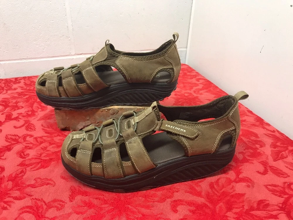 Skechers Shape Ups Women s 10 Brown Leather Fisherman Sandals