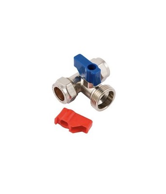 Waschmaschine T-Stück Trennventil / Wasserhahn 15 mm x 15 mm x 3/4'' BSP