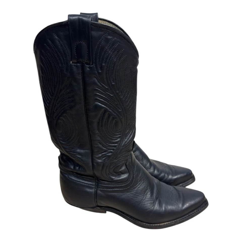 Botas vaqueras occidentales de cuero negras Abilene Boot Co talla 7 punta puntiaguda Foto 4 de 4