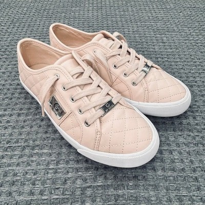 Guess Quilted Sneakers Womens 9 Blush Pink Rose Lace Up Shoes Preppy Y2K 2000s