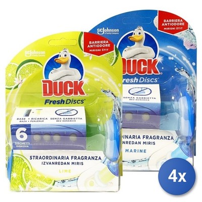 4X Duck Fresh Toilet Discs Gel Base Lime + Refill (1 Single Mixed Piece)