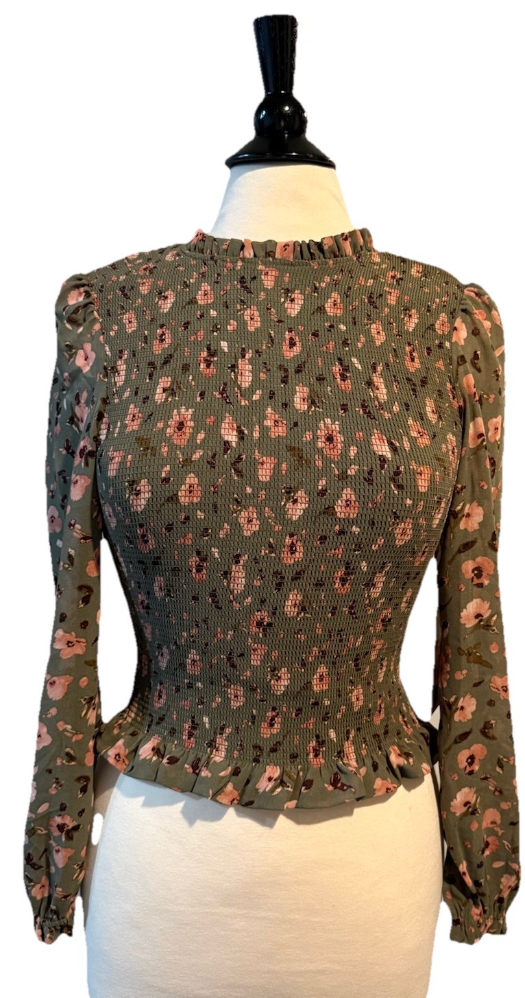 Dex Boutique Green Floral Blouse Size XS image 3