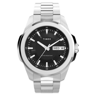 Timex TW2Y21000 Essex Day and Date 45 mm Edelstahlarmbanduhr   Herrenuhr