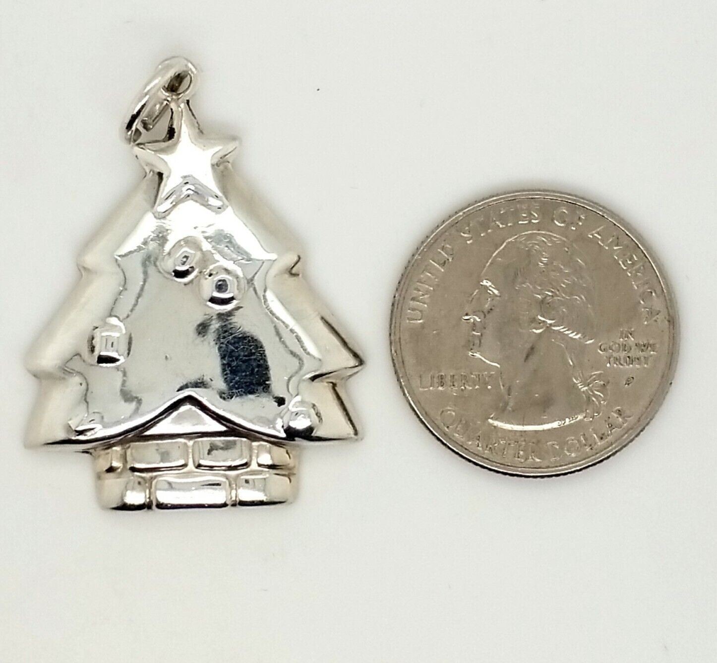 Solid Sterling Silver Christmas Tree Pendant - image 3