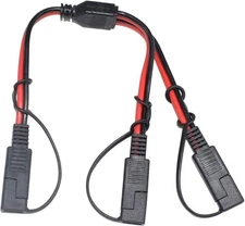 14AWG SAE DC Power Automotive Connector Cable Y Splitter 1 to 2 Black 