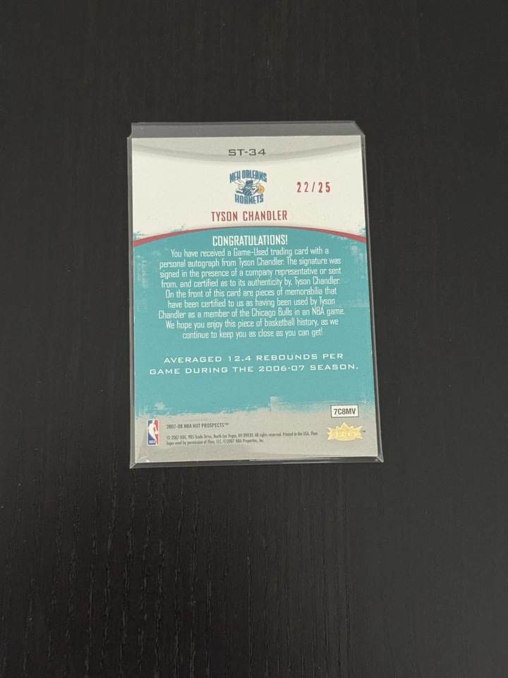 2007 Hot Prospects Tyson Chandler Stat Tracker Memorabilia Auto /25 - Image 4 of 4
