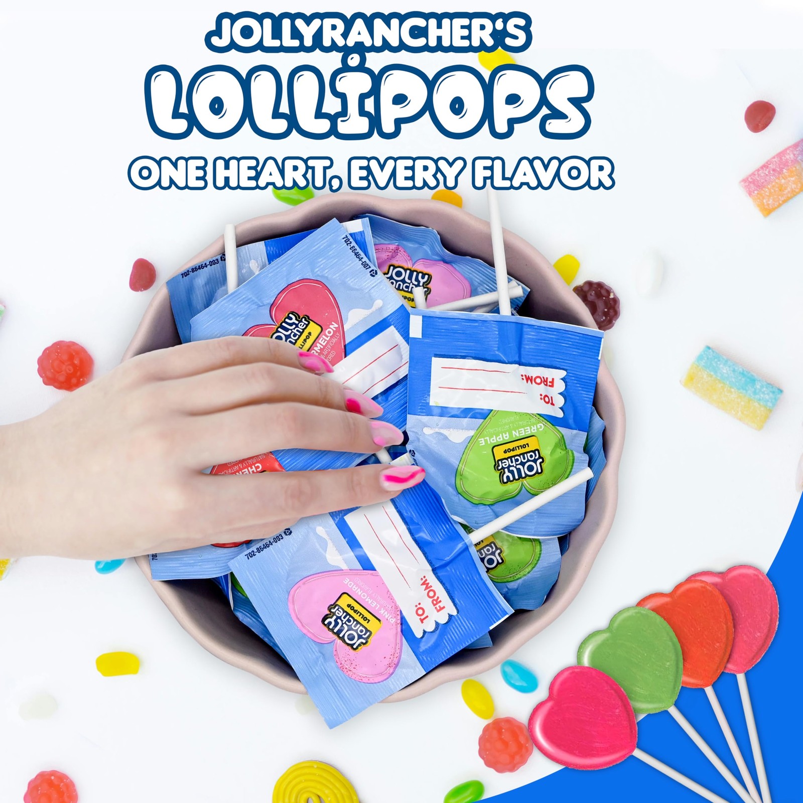 Jolly Ranchers Heart Lollipops – 40 Count Bag – Bulk Valentine Candy, Assorte...