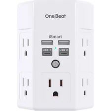 5 Outlet Extender Surge Protector Multi Plug Wall Adapter USB Charger Ports with