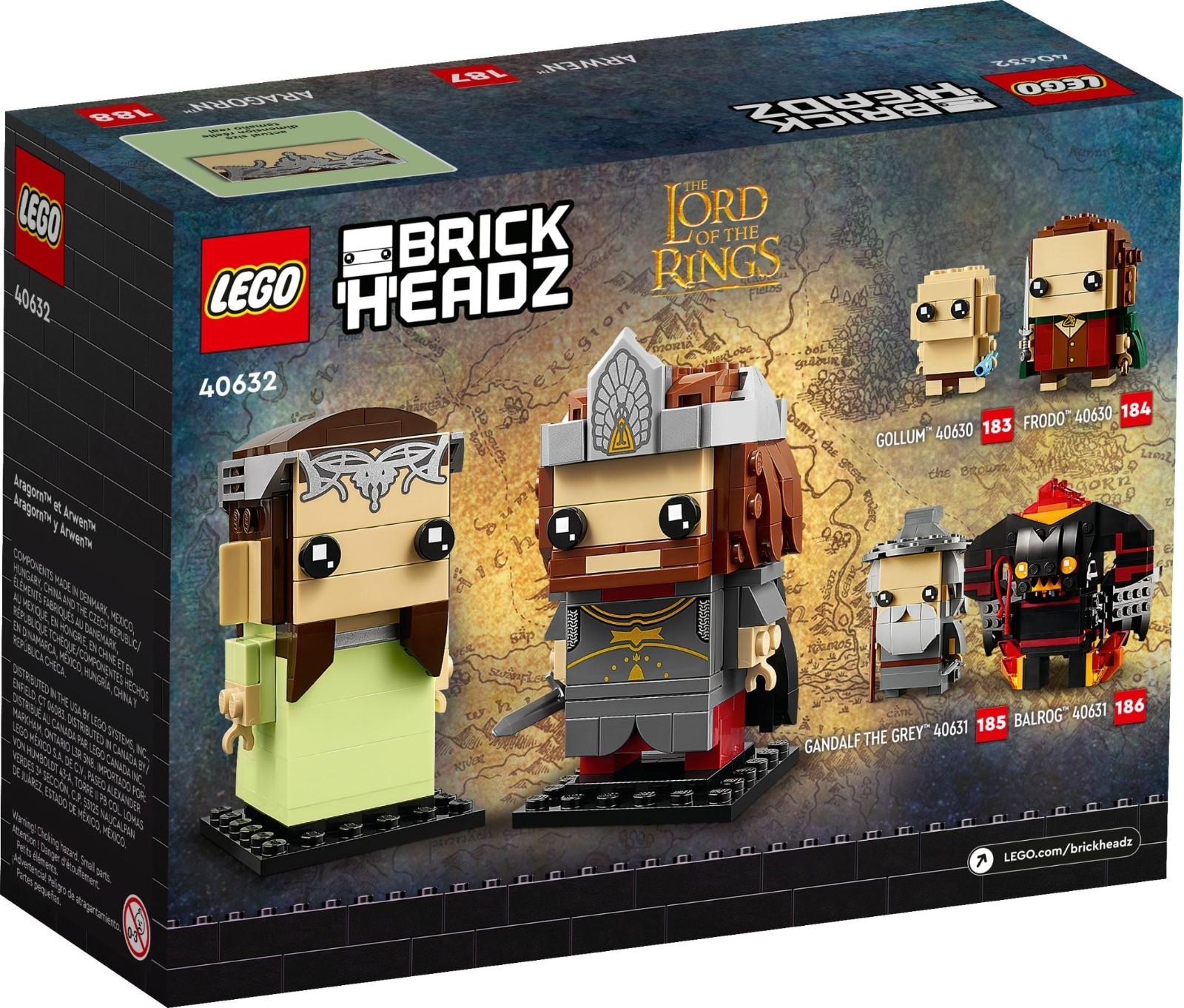 Lego Brick Headz. LOTR Aragorn & Arwen 40632 BNIB (Retired)