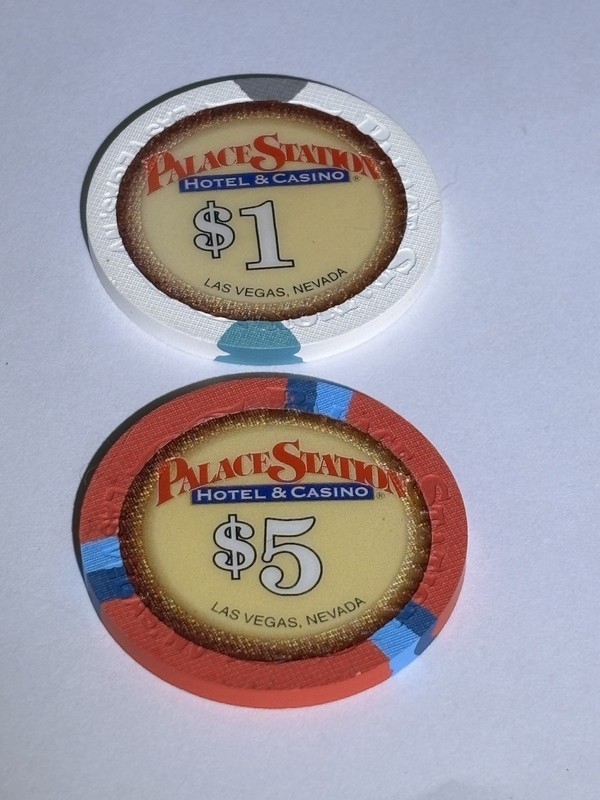 2001 Palace Station Las Vegas $1 & $5 Chips  V6503 & V6505