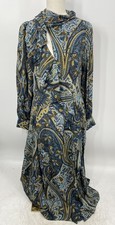 Ulla Johnson Womens Dress Prussian Multi. Size 8 Sabrina Long Sleeve Silk