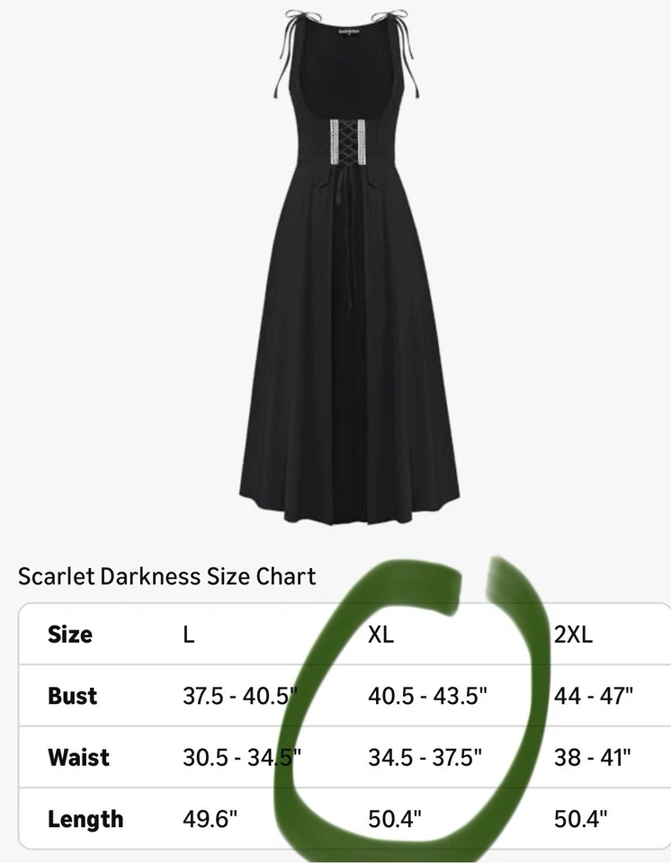 Vestido feminino renascentista underbust medieval camponês overdress. Preto. GG. Novo - Imagem 3 de 4