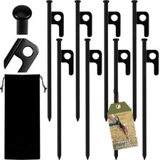 8 Pack Tent Stakes Heavy Duty Forged Steel Camping Stakes for Ground Outdoor ...