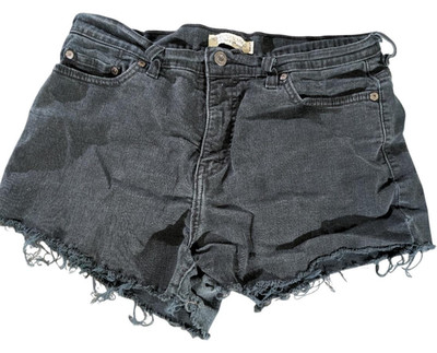 Levi's Denim Shorts Womens 14 Black Gray 512 Perfectly Slimming Cutoff Raw