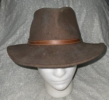 Brown Flex Felt Fedora Made In USA Large Wool See Pics Vintage