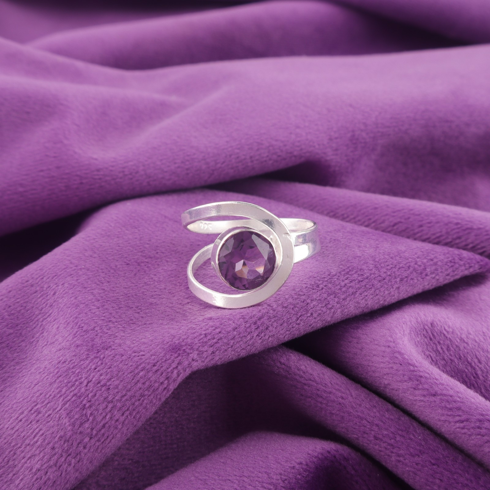 Amethyst Gemstone 925 Sterling Silver Band Promise Ring Jewelry Size All Size
