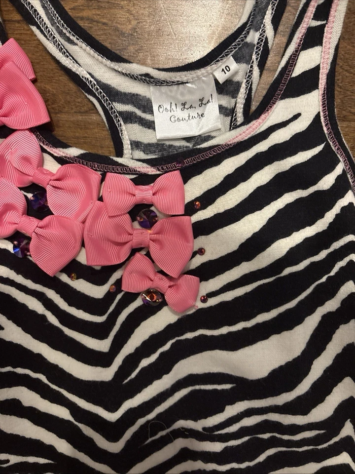 Vestido ooh la la couture TuTu Estampado Cebra Rosa Lazos Rosa Tutú Talla 10 Ofc Foto 2 de 3