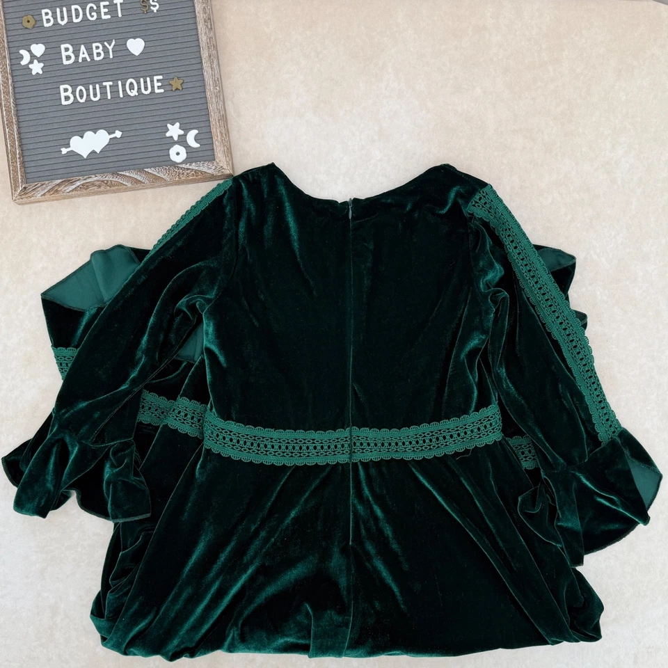 TRISH SCULLY Lily Dress Emerald Velvet Holiday Christmas Size 16 - Image 3 of 4
