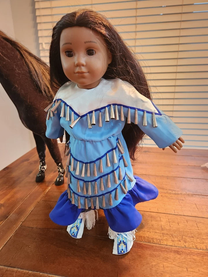 Pleasant Co. American Girl Doll Kaya In Blue Jingle  Dress And Horse - Image 2 of 4