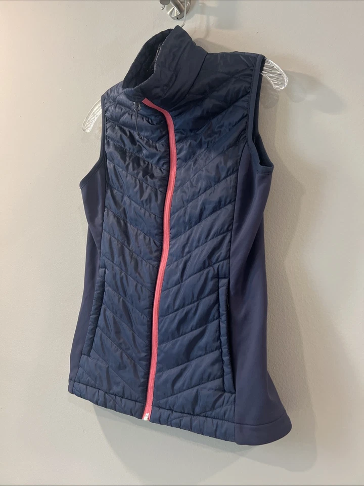 Columbia Vest Blue Omni-Heat Omni-Shield Puffer Outdoor Hiking Ski XS Blue Pink - Image 2 of 4