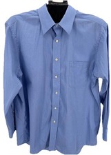 Classic Chaps Wrinkle Free Blue Dress Shirt Large Collar