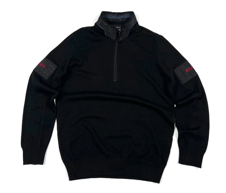 Auth Men's BALMAIN Paris Logo Black 1/4 Zip Casual Cotton Sweaters Size XS/S - Image 2 of 4