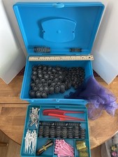 Vintage Wire Mesh Hair Brush Rollers Pins NICE CASE Scarf LARGE LOT 97 Curlers
