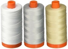 3-PACK - Aurifil 50WT - White  Dove  Light Beige, Solid - Mako Cotton Threa...