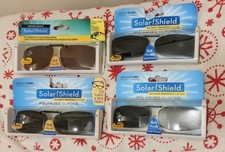 Lot Of 4 Solar Shield Clip-on Polarized Sunglasses W/ Case Read Description